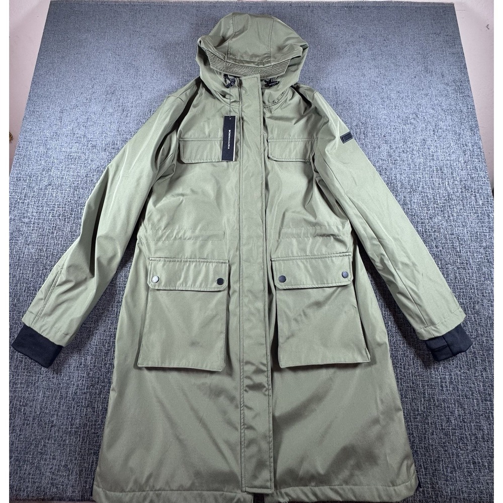 BCBG MaxAzria Premium Performance Hooded Lined Trench Rain Resistance L NWT